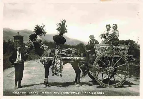 AK / Ansichtskarte  PALERMO__Sicilia_IT Carretto Siciliano e Costume di Piana dei Greci