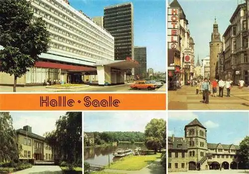 AK / Ansichtskarte  HALLE__Saale Interhotel Stadt Halle Klement Gottwald Strasse Paedag Hochschule Dampferanlegestelle Moritzburg Innenhof