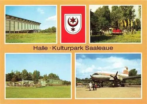 AK / Ansichtskarte  HALLE__Saale Kulturpark Saaleaue Eissporthalle Pioniereisenbahn Konsum Gaststaette Saaleaue IL 14 Cafe am Kurpark