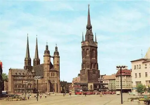 AK / Ansichtskarte 73966245 HALLE__Saale Markt mit Marktkirche und Rotem Turm 