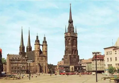 AK / Ansichtskarte  HALLE__Saale Markt mit Marktkirche und Rotem Turm 