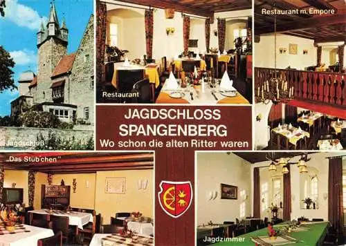 AK / Ansichtskarte 73966283 Spangenberg_Hessen Jagdschloss Spangenberg Restaurant Empore Das Stuebchen Jagdzimmer