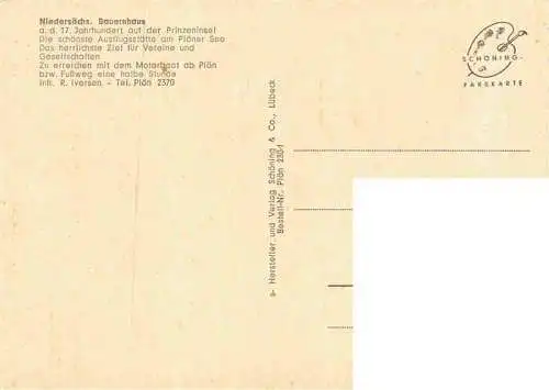 AK / Ansichtskarte  Prinzeninsel_Ploen_See_Schleswig-Holstein Niedersaechsisches Bauernhaus