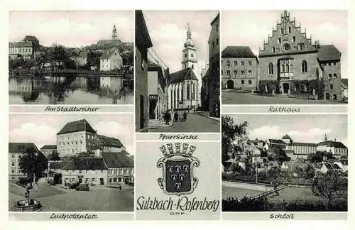 AK / Ansichtskarte 73966360 Sulzbach-Rosenberg Stadtweiher Pfarrkirche Rathaus Luitpoldplatz Schloss