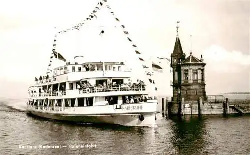 AK / Ansichtskarte  Schiffe_Ships_Navires Karlsruhe Konstanz Bodensee Hafeneinfahrt