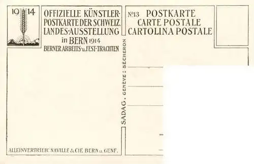 AK / Ansichtskarte  Landes-Ausstellung_Landesausstellung_Bern_1914 Fest Trachten Frau Kalb