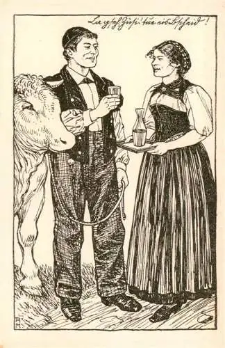 AK / Ansichtskarte  Landes-Ausstellung_Landesausstellung_Bern_1914 Fest Trachten Kuh 