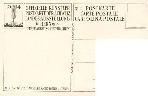 AK / Ansichtskarte  Landes-Ausstellung_Landesausstellung_Bern_1914 Fest Trachten Kuh 