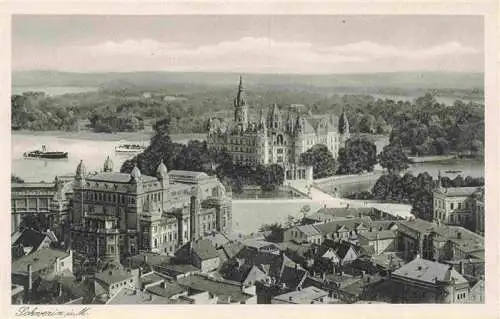 AK / Ansichtskarte  Schwerin__Mecklenburg Stadtpanorama Blick zum Schloss