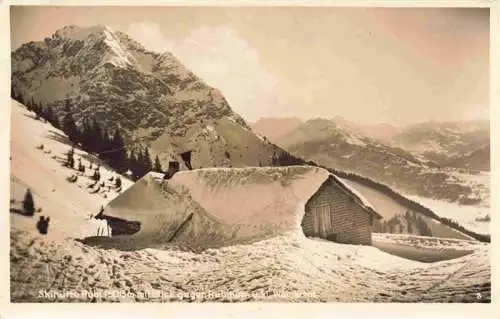 AK / Ansichtskarte  Langenwang_Fischen_Allgaeu Skihuette Rubi Blick gegen Rubihorn und kleines Walsertal Winterpanorama Alpen