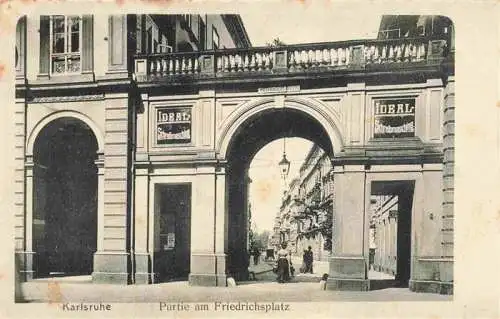 AK / Ansichtskarte  KARLSRUHE_Baden Partie am Friedrichsplatz