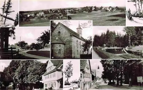 AK / Ansichtskarte  Grab_Grosserlach_Backnang_BW Panorama Hoehenluftkurort Kirche Freibad Gaststaette Restaurant