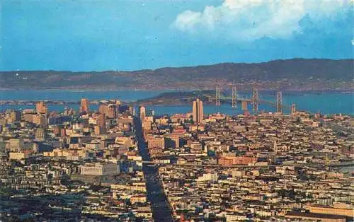 AK / Ansichtskarte  SAN_FRANCISCO_California_USA Panorama The City and the Golden Gate as seen from Twin Peaks Bay Bridge