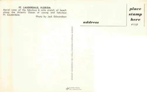 AK / Ansichtskarte  Fort_Lauderdale_Florida_USA Aerial view of the fabulous 6 mile beach Atlantic Ocean
