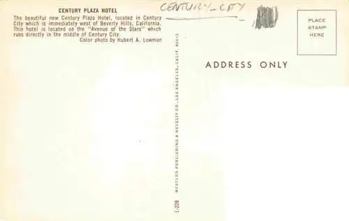 AK / Ansichtskarte 73966691 Century_City_Beverly_Hills_California_USA Century Plaza Hotel