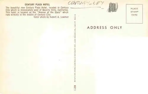 AK / Ansichtskarte  Century_City_Beverly_Hills_California_USA Century Plaza Hotel