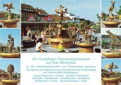 AK / Ansichtskarte 73966754 Sindelfingen Freundschaftsbrunnen Marktplatz Sonderstempel Briefmarken-Ausstellung