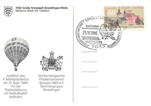 AK / Ansichtskarte  Sindelfingen Freundschaftsbrunnen Marktplatz Sonderstempel Briefmarken-Ausstellung