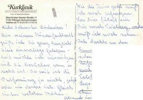 AK / Ansichtskarte 73966766 Villingen_-Schwenningen Kurklinik am Germanswald Aufenthaltsraum Hallenbad Stadtzentrum Fussgaengerzone Strassencafés