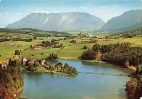 AK / Ansichtskarte 73966872 Hoeglwoerth Hoeglwoerther See mit Kloster Fliegeraufnahme