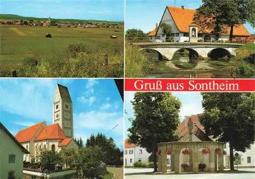 AK / Ansichtskarte 73966882 Sontheim_Memmingen Panorama Bruecke Kirche Gedenkstaette
