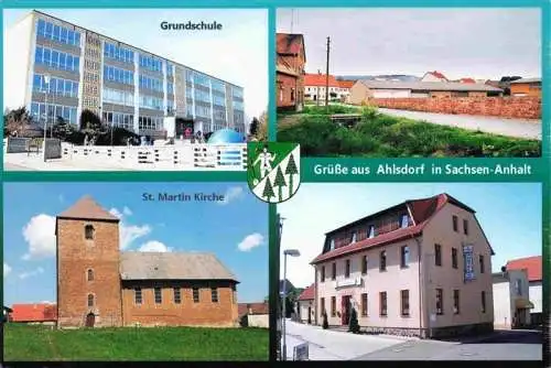 AK / Ansichtskarte  Ahlsdorf_Eisleben Grundschule St. Martin-Kirche Hotel Gasthof Teilansicht