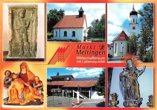 AK / Ansichtskarte  Meitingen Teilansichten Kirche Kapelle Heiligenfigur Roemerstein Rathaus