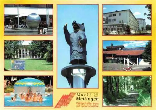 AK / Ansichtskarte  Meitingen Brunnen Seniorenheim Grundschule Rathaus Freibad Radweg am Lech