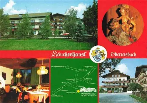 AK / Ansichtskarte 73966971 Loiching Gasthof Pension Raeucherhansl Gastraum Holzschnitzereien