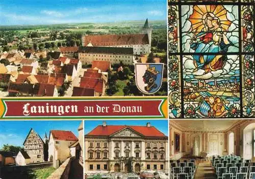 AK / Ansichtskarte 73966975 Lauingen_Donau Panroama Geburtsort von Albertus Magnus Kirchenfenster Rathaus