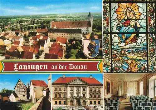 AK / Ansichtskarte  Lauingen_Donau Panroama Geburtsort von Albertus Magnus Kirchenfenster Rathaus