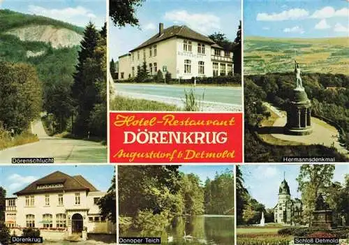 AK / Ansichtskarte 73966990 Augustdorf Hotel Restaurant Doerenkrug Doerenschlucht Hermannsdenkmal Donoper Teich Schloss Detmold
