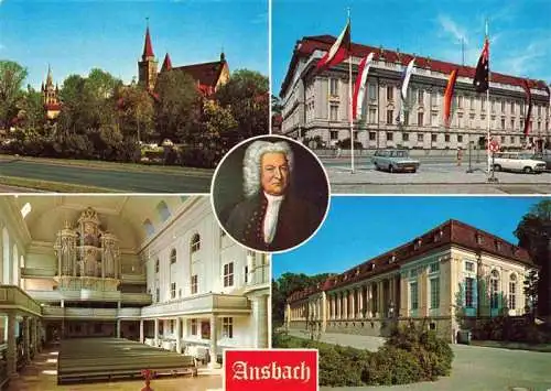 AK / Ansichtskarte  Ansbach_Mittelfranken Johanniskirche Schloss Joh Seb Bach Gumbertuskirche Orangerie