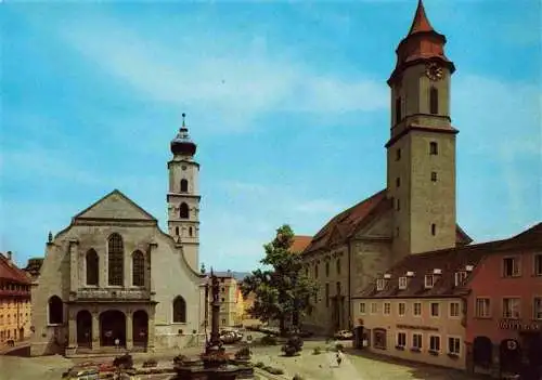 AK / Ansichtskarte  LINDAU__Bodensee Marktplatz mit Ev Stadtkirche St Stephan und Kath Marienkirche