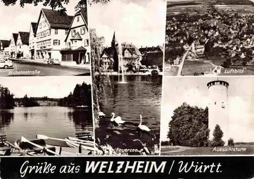 AK / Ansichtskarte  Welzheim Wilhelmstrasse Ebnisee Feuersee Luftbild Aussichtsturm