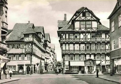 AK / Ansichtskarte  Hann._Muenden Alte Haeuser in der Langestrasse Fachwerkhaeuser Altstadt Kupfertiefdruck