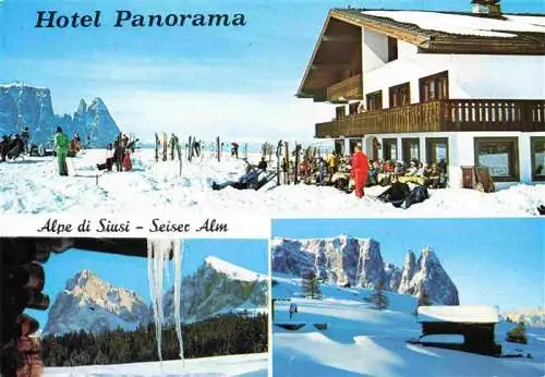 AK / Ansichtskarte 73967160 Seiseralm_Alpe_di_Siusi_Trentino_IT Hotel Panorama Wintersportplatz Alpen Winterlandschaft