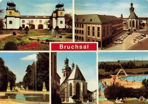 AK / Ansichtskarte  Bruchsal Motive Stadtzentrum Kirche Freibad Parkanlagen