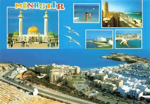 AK / Ansichtskarte 73967179 Monastir__Tunesia Moschee Strand Hafen Luftaufnahmen