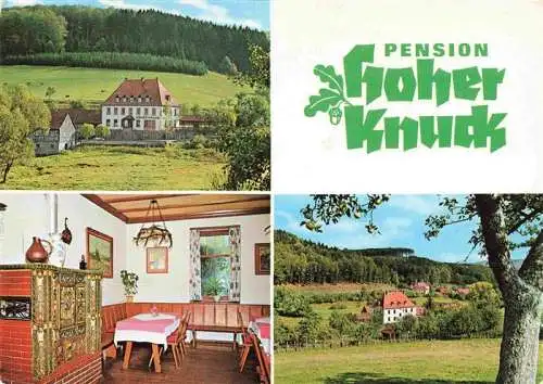 AK / Ansichtskarte  Lichtenau_Spessart Pension Hoher Knuck Gastraum Panorama