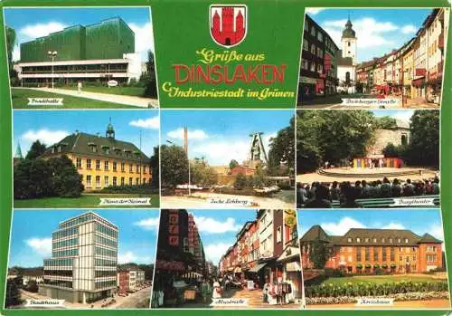 AK / Ansichtskarte 73967245 Dinslaken Stadthalle Duisburger Strasse Haus der Heimat Zeche Lohberg Burgtheater Stadthaus Neustrasse Kreishaus