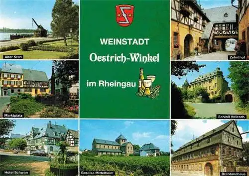 AK / Ansichtskarte 73967258 Oestrich-Winkel Alter Krank Marktplatz Hotel Schwan Basilika Mittelheim Zehnthof Schloss Vollrads Brentanohaus