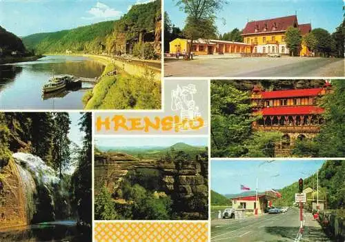 AK / Ansichtskarte 73967302 Hrensko_Herrnskretschen_Boehmen_CZ Nabrezi Hrensku Hotel Mezni louka Ticha souteeska Pravcicka Sokoli hnizdo Hranicni prechod