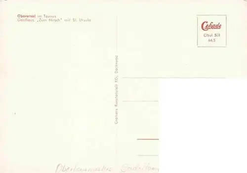AK / Ansichtskarte  Oberursel_Taunus Gasthaus Zum Hirsch mit St Ursula Kirche