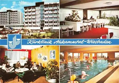 AK / Ansichtskarte 73967315 Wiesbaden Kurklinik Aukammtal Speisesaal Aufenthaltsraum Hallenbad