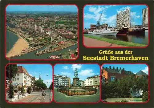 AK / Ansichtskarte  BREMERHAVEN Luftaufnahme Hafen Motive Stadtzentrum Denkmal