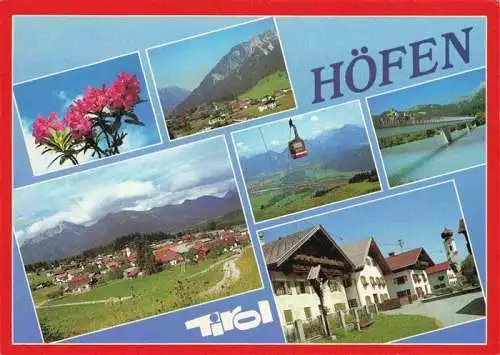 AK / Ansichtskarte 73967390 Hoefen_Reutte_Tirol_AT Panorama Alpenflora Seilbahn Bruecke Ortsmotiv mit Kirche