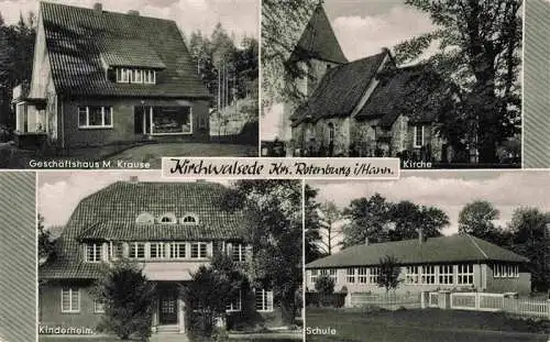 AK / Ansichtskarte  Kirchwalsede_Niedersachsen Geschaeftshaus Krause Kirche Kinderheim Schule