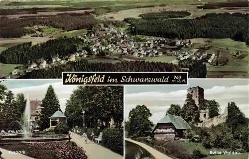 AK / Ansichtskarte  Koenigsfeld_Schwarzwald Fliegeraufnahme Kurpark Ruine Waldau