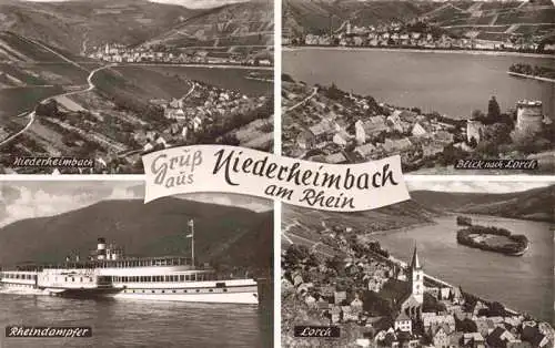 AK / Ansichtskarte 73967583 Niederheimbach_Bingen Fliegeraufnahme Blick nach Lorch Rheindampfer Lorch